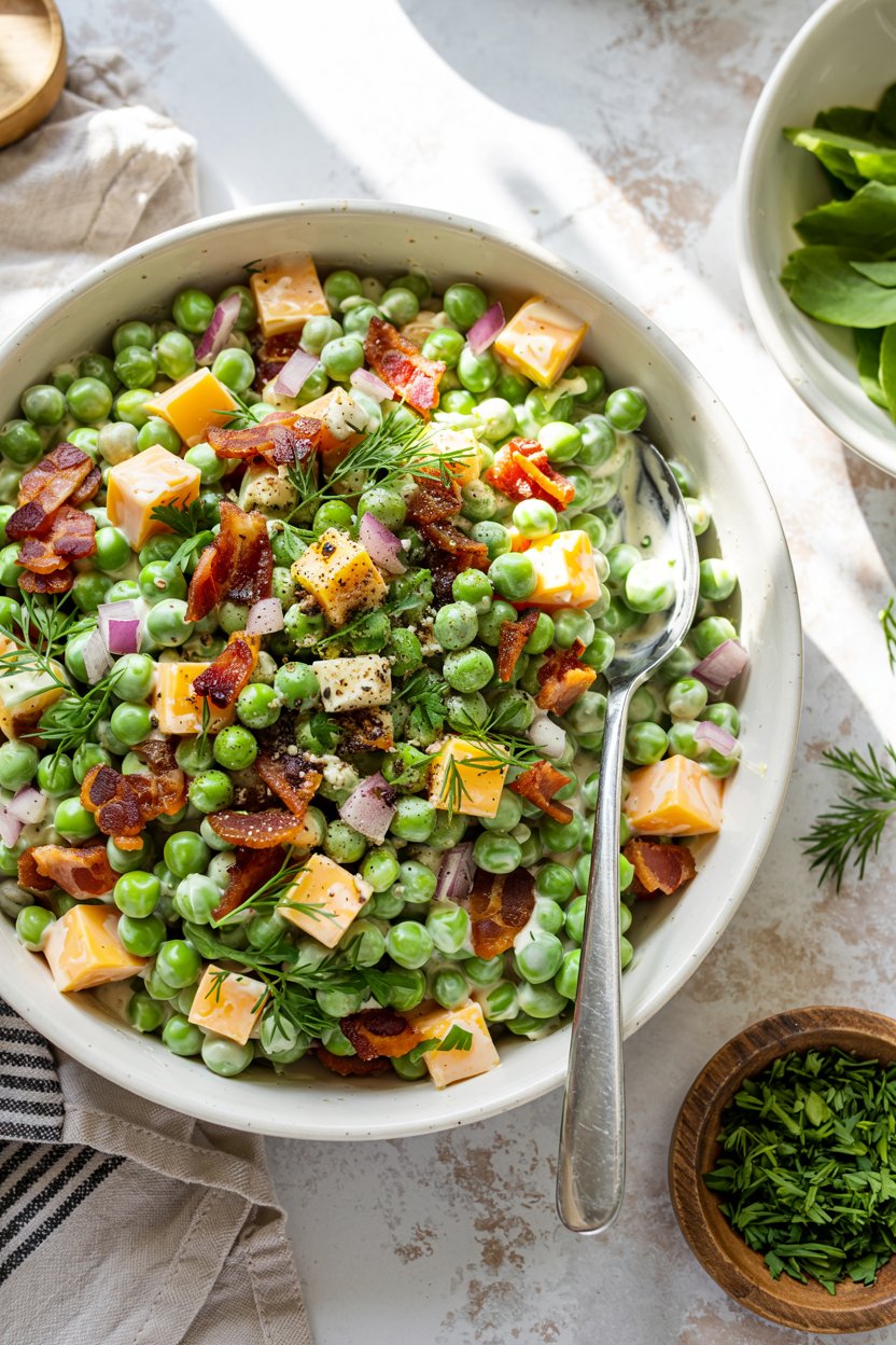 Classic Pea Salad with Bacon and Cheddar