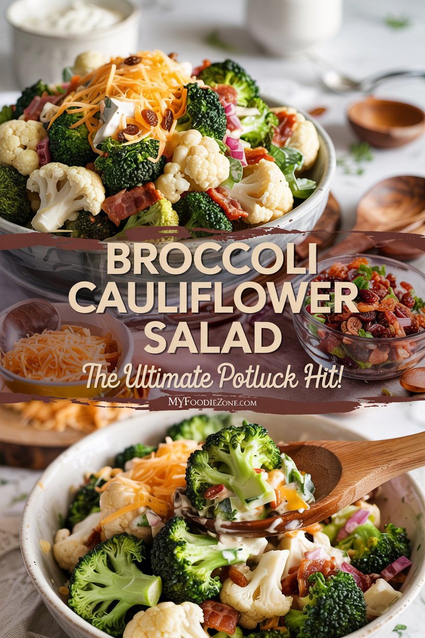 Broccoli Cauliflower Salad with Bacon and Creamy Dressing