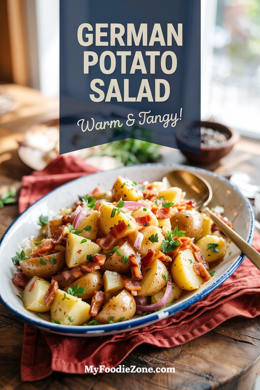 German Potato Salad (Warm, Tangy & Loaded with Bacon)