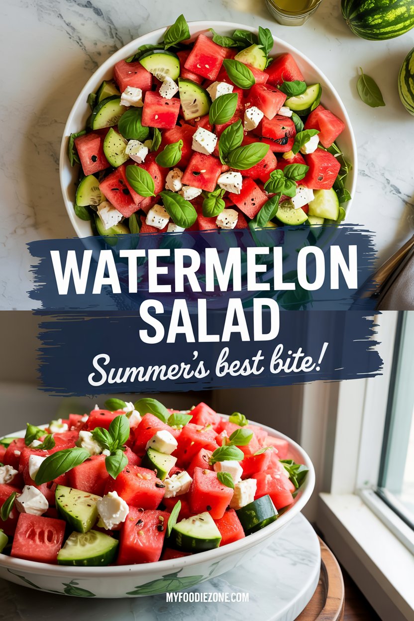 Watermelon Salad with Feta and Cucumber